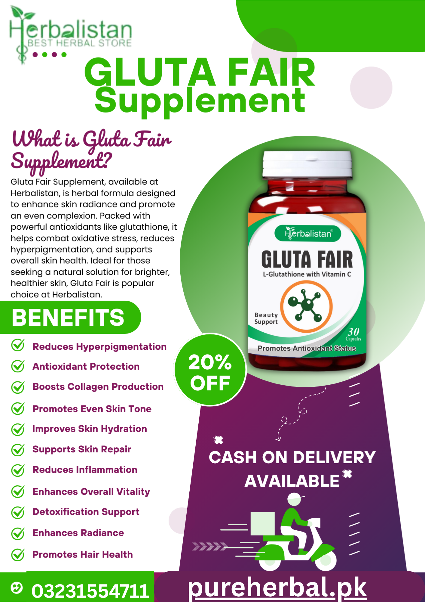 Gluta Fair Supplement – Skin Whitening Ka AsarDaar Formula